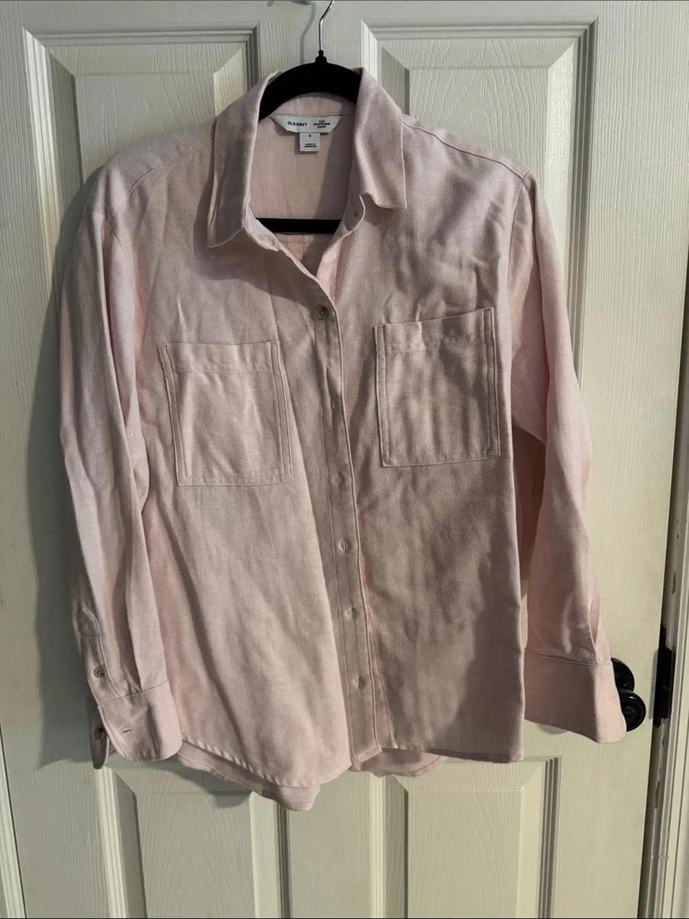 Light Pink Button-Down Shirt with Front Pockets